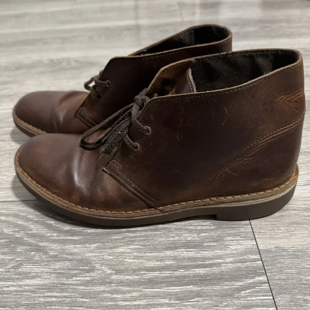 Clarks Men's Bushacre 2 Size 8 M Dark‎ Brown Leather Classic Chukka Boots